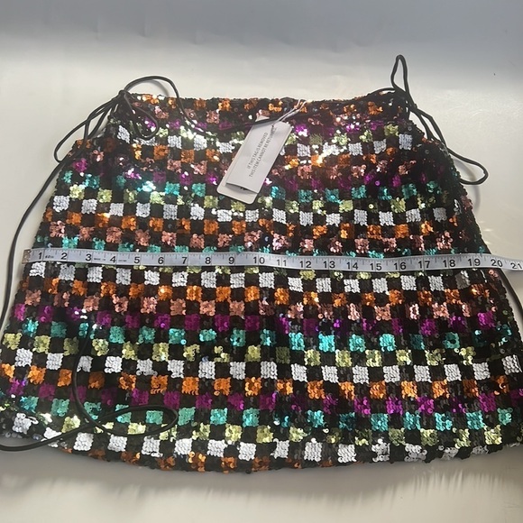 NWT AMYLYNN Sequin Mini Check Skirt - Picture 8 of 9
